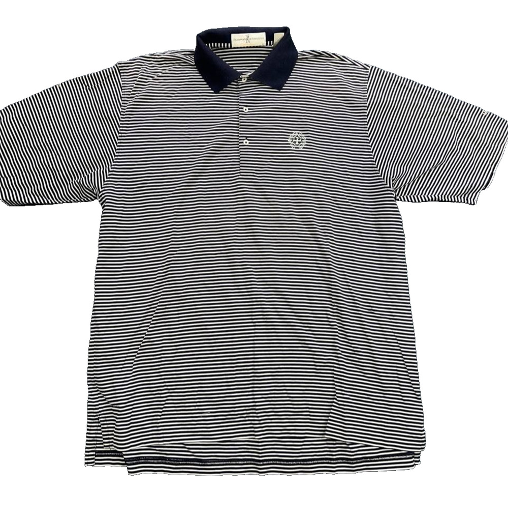 Fairway & Greene Polo Shirt Mens X-Large Black & Tan Stripes Lightweight A009233